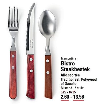 Aanbiedingen Bistro steakbestek - Tramontina - Geldig van 15/02/2017 tot 06/03/2017 bij Sligro