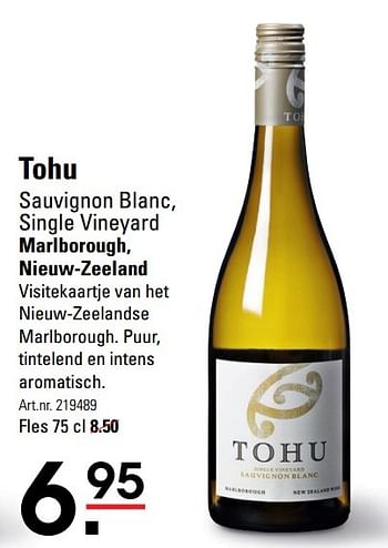 Aanbiedingen Tohu sauvignon blanc, single vineyard marlborough, nieuw-zeeland - Witte wijnen - Geldig van 15/02/2017 tot 06/03/2017 bij Sligro