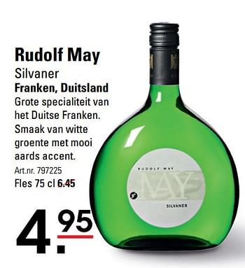 Aanbiedingen Rudolf may silvaner franken, duitsland - Witte wijnen - Geldig van 15/02/2017 tot 06/03/2017 bij Sligro