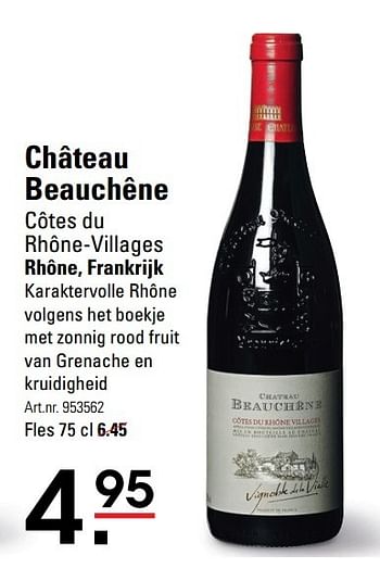 Aanbiedingen Château beauchêne côtes du rhône-villages rhône, frankrijk - Rode wijnen - Geldig van 15/02/2017 tot 06/03/2017 bij Sligro