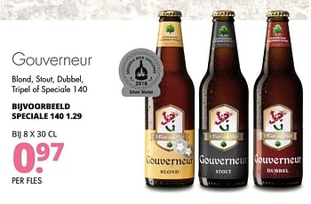 Aanbiedingen Gouverneur blond, stout, dubbel, tripel of speciale 140 - Gouverneur - Geldig van 27/02/2017 tot 11/03/2017 bij Mitra