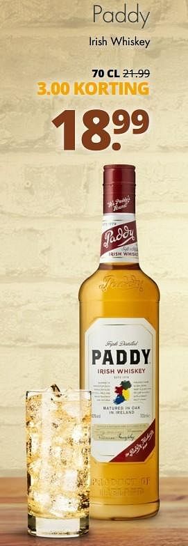 Aanbiedingen Paddy irish whiskey - Paddy - Geldig van 27/02/2017 tot 11/03/2017 bij Mitra