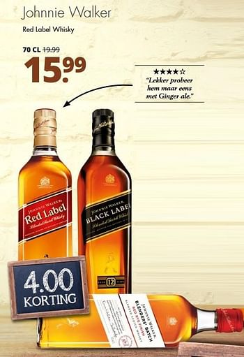 Aanbiedingen Johnnie walker red label whisky - Johnnie Walker - Geldig van 27/02/2017 tot 11/03/2017 bij Mitra