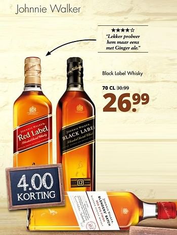 Aanbiedingen Johnnie walker black label whisky - Johnnie Walker - Geldig van 27/02/2017 tot 11/03/2017 bij Mitra