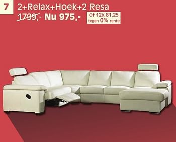 Aanbiedingen 2+relax+hoek+2 resa - Huismerk - Woon Square - Geldig van 06/03/2017 tot 10/03/2017 bij Woon Square