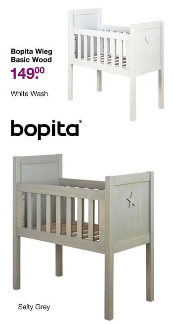 Aanbiedingen Bopita wieg basic wood - Bopita - Geldig van 19/02/2017 tot 13/03/2017 bij Baby & Tiener Megastore