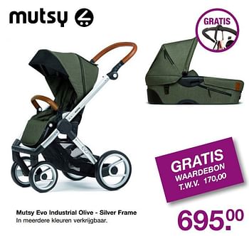 Aanbiedingen Mutsy evo industrial olive - silver frame - Mutsy - Geldig van 19/02/2017 tot 13/03/2017 bij Baby & Tiener Megastore