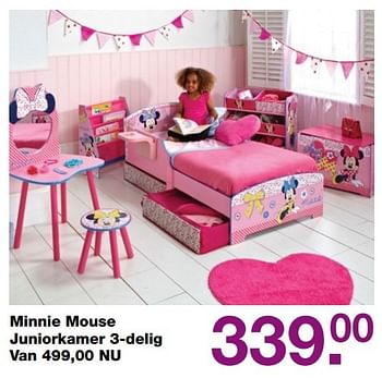 Aanbiedingen Minnie mouse juniorkamer 3-delig - Disney - Geldig van 19/02/2017 tot 13/03/2017 bij Baby & Tiener Megastore