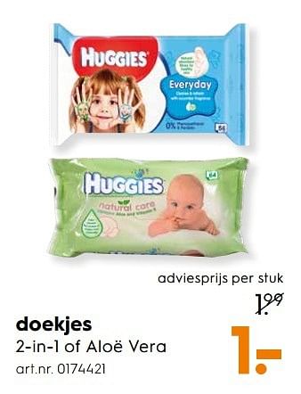 Aanbiedingen Doekjes 2-in-1 of aloë vera - Huggies - Geldig van 25/02/2017 tot 08/03/2017 bij Blokker