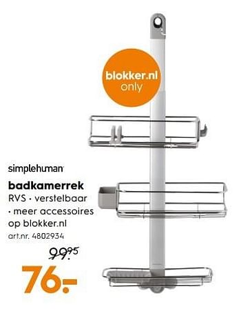 Aanbiedingen Badkamerrek - Simplehuman - Geldig van 25/02/2017 tot 08/03/2017 bij Blokker