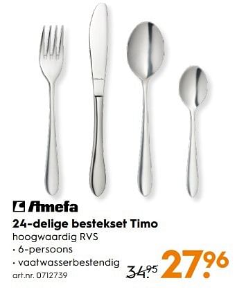 Aanbiedingen 24-delige bestekset timo - Amefa - Geldig van 25/02/2017 tot 08/03/2017 bij Blokker