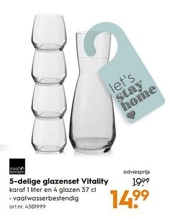 Aanbiedingen 5-delige glazenset vitality - Huismerk - Blokker - Geldig van 25/02/2017 tot 08/03/2017 bij Blokker