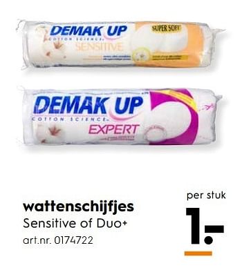 Aanbiedingen Wattenschijfjes sensitive of duo+ - Demak'Up - Geldig van 25/02/2017 tot 08/03/2017 bij Blokker