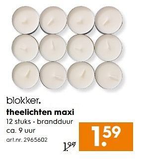 Aanbiedingen Theelichten maxi - Huismerk - Blokker - Geldig van 25/02/2017 tot 08/03/2017 bij Blokker