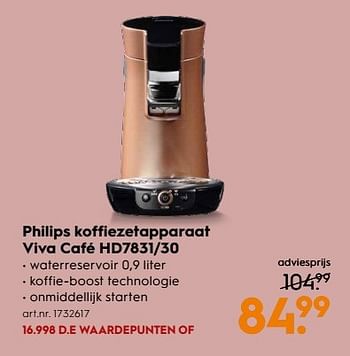 Aanbiedingen Philips koffiezetapparaat viva café hd7831-30 - Philips - Geldig van 25/02/2017 tot 08/03/2017 bij Blokker