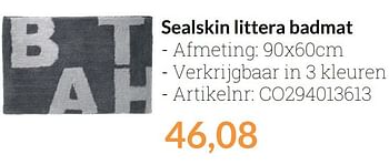 Aanbiedingen Sealskin littera badmat - Sealskin - Geldig van 01/03/2017 tot 31/03/2017 bij Sanitairwinkel