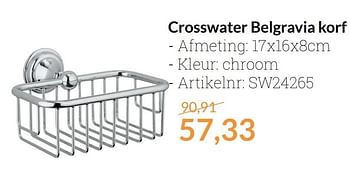 Aanbiedingen Crosswater belgravia korf - Crosswater - Geldig van 01/03/2017 tot 31/03/2017 bij Sanitairwinkel