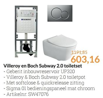 Aanbiedingen Villeroy en boch subway 2.0 toiletset - Villeroy &amp; boch - Geldig van 01/03/2017 tot 31/03/2017 bij Sanitairwinkel