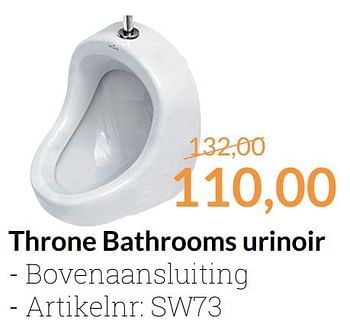 Aanbiedingen Throne bathrooms urinoir - Throne Bathrooms - Geldig van 01/03/2017 tot 31/03/2017 bij Sanitairwinkel
