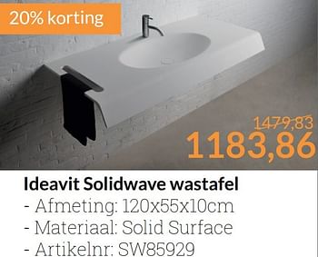 Aanbiedingen Ideavit solidwave wastafel - Ideavit - Geldig van 01/03/2017 tot 31/03/2017 bij Sanitairwinkel