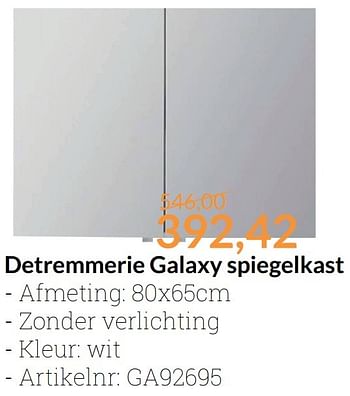 Aanbiedingen Detremmerie galaxy spiegelkast - Detremmerie - Geldig van 01/03/2017 tot 31/03/2017 bij Sanitairwinkel