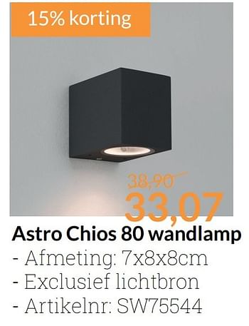 Aanbiedingen Astro chios 80 wandlamp - Astro - Geldig van 01/03/2017 tot 31/03/2017 bij Sanitairwinkel