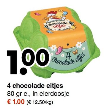 Aanbiedingen 4 chocolade eitjes - Huismerk - Wibra - Geldig van 06/03/2017 tot 18/03/2017 bij Wibra