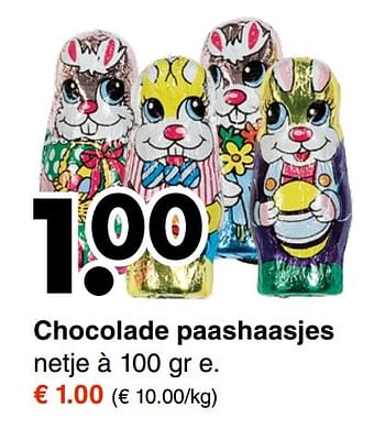 Aanbiedingen Chocolade paashaasjes - Huismerk - Wibra - Geldig van 06/03/2017 tot 18/03/2017 bij Wibra