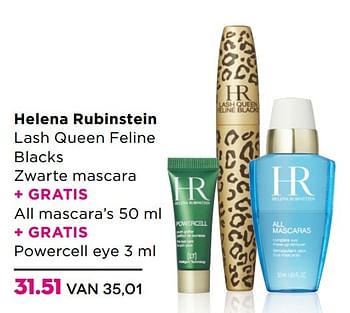 Aanbiedingen Lash queen feline blacks zwarte mascara + gratis all mascara`s + gratis powercell eye - Helena Rubinstein - Geldig van 23/02/2017 tot 12/03/2017 bij Ici Paris XL