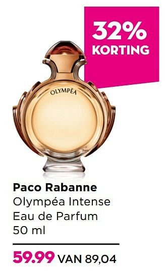Aanbiedingen Paco rabanne olympéa intense eau de parfum 50 ml - Paco Rabanne - Geldig van 23/02/2017 tot 12/03/2017 bij Ici Paris XL