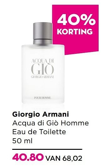 Aanbiedingen Giorgio armani acqua di giò homme eau de toilette 50 ml - Giorgio Armani - Geldig van 23/02/2017 tot 12/03/2017 bij Ici Paris XL