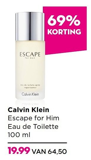 Aanbiedingen Calvin klein escape for him eau de toilette 100 ml - Calvin Klein - Geldig van 23/02/2017 tot 12/03/2017 bij Ici Paris XL