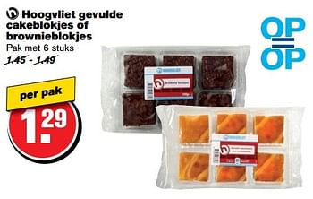 Aanbiedingen Hoogvliet gevulde cakeblokjes of brownieblokjes - Huismerk - Hoogvliet - Geldig van 01/03/2017 tot 07/03/2017 bij Hoogvliet