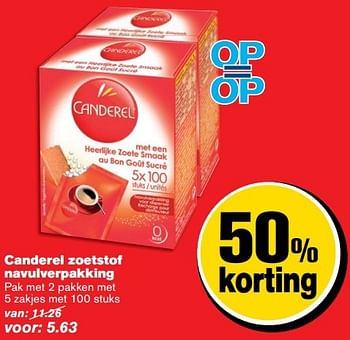Aanbiedingen Canderel zoetstof navulverpakking - Canderel - Geldig van 01/03/2017 tot 07/03/2017 bij Hoogvliet