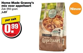 Aanbiedingen Home made granny`s mix voor appeltaart - Home Made - Geldig van 01/03/2017 tot 07/03/2017 bij Hoogvliet