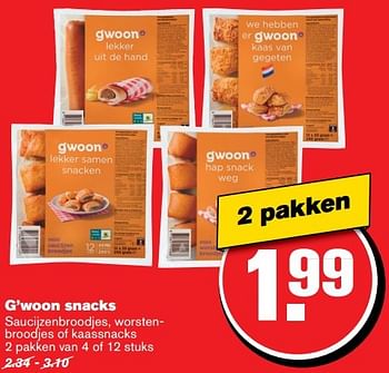 Aanbiedingen G`woon snacks - Gâ€™woon - Geldig van 01/03/2017 tot 07/03/2017 bij Hoogvliet