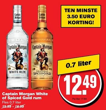 Aanbiedingen Captain morgan white of spiced gold rum - Captain Morgan - Geldig van 01/03/2017 tot 07/03/2017 bij Hoogvliet
