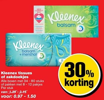 Aanbiedingen Kleenex tissues of zakdoekjes - Kleenex - Geldig van 01/03/2017 tot 07/03/2017 bij Hoogvliet