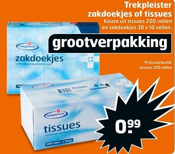 Aanbiedingen Trekpleister zakdoekjes of tissues - Huismerk - Trekpleister - Geldig van 28/02/2017 tot 12/03/2017 bij Trekpleister