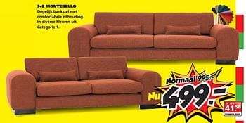 Aanbiedingen 3+2 montebello - Huismerk - Seats and Sofas - Geldig van 06/03/2017 tot 11/03/2017 bij Seats and Sofas