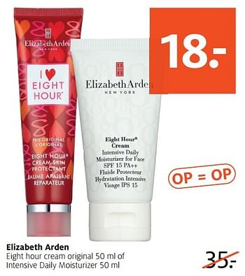 Aanbiedingen Elizabeth arden eight hour cream original of intensive daily moisturizer - Elizabeth Arden - Geldig van 27/02/2017 tot 12/03/2017 bij Etos