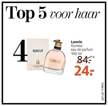 Aanbiedingen Lanvin rumeur eau de parfum 100 ml - Lanvin - Geldig van 27/02/2017 tot 12/03/2017 bij Etos