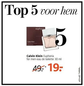 Aanbiedingen Calvin klein euphoria for men eau de toilette 30 ml - Calvin Klein - Geldig van 27/02/2017 tot 12/03/2017 bij Etos