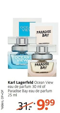 Aanbiedingen Karl lagerfeld ocean view eau de parfum 30 ml of paradise bay eau de parfum 25 ml - Lagerfeld - Geldig van 27/02/2017 tot 12/03/2017 bij Etos