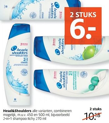 Aanbiedingen Head+shoulders 2-in-1 shampoo itchy - Head &amp; Shoulders - Geldig van 27/02/2017 tot 12/03/2017 bij Etos