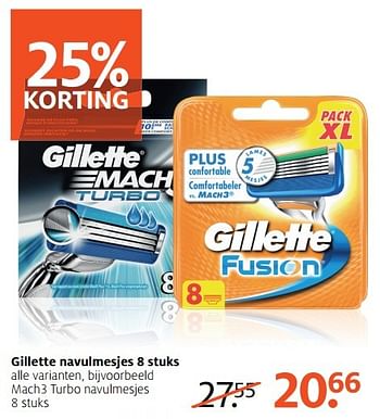 Aanbiedingen Gillette mach3 turbo navulmesjes - Gillette - Geldig van 27/02/2017 tot 12/03/2017 bij Etos