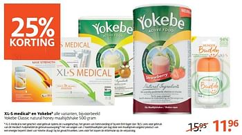 Aanbiedingen Xl-s medicala en yokebeb classic natural honey maaltijdshake - Yokebe - Geldig van 27/02/2017 tot 12/03/2017 bij Etos