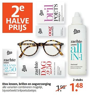 Aanbiedingen Etos lenzen, brillen en oogverzorging - Huismerk - Etos - Geldig van 27/02/2017 tot 12/03/2017 bij Etos