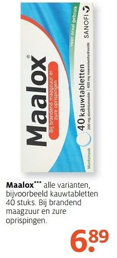 Aanbiedingen Maalox brandend maagzuur en zure oprispingen - Maalox - Geldig van 27/02/2017 tot 12/03/2017 bij Etos