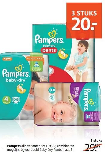 Aanbiedingen Pampers baby dry pants maat - Pampers - Geldig van 27/02/2017 tot 12/03/2017 bij Etos
